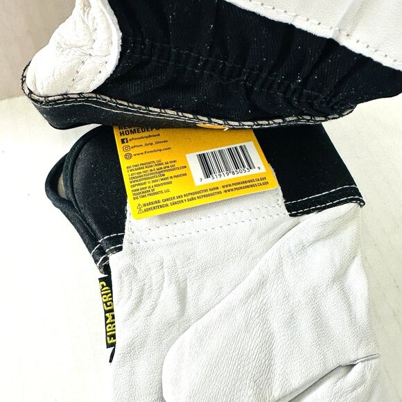 Firm Grip Goat Skin Leather Gloves Large Black White Safety Cuff No Break-In NEW - Picture 3 of 7